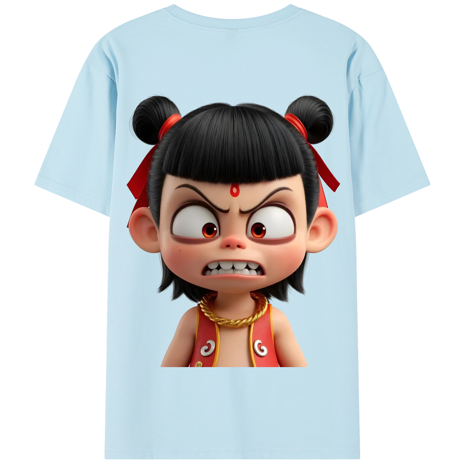 （画像用） Ne Zha 2 ナタ 魔童の大暴れ 綿100％半袖Tシャツ（背面プリント）